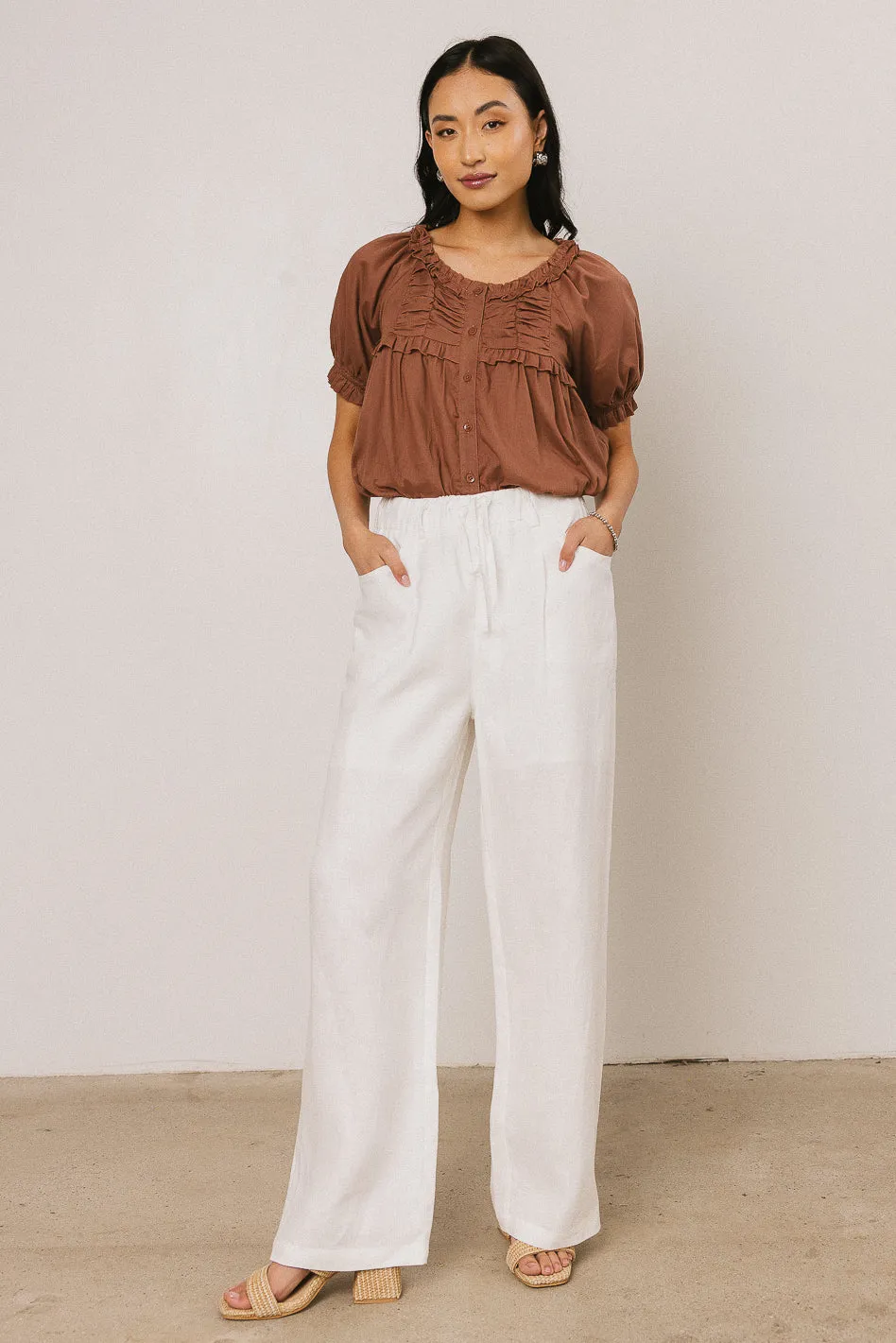 Ryder Ruffle Blouse in Marsala sold by bohme product image thumbnail 2