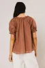 Ryder Ruffle Blouse in Marsala sold by bohme
