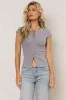 Vestia Button Up Tee in Slate Blue sold by bohme