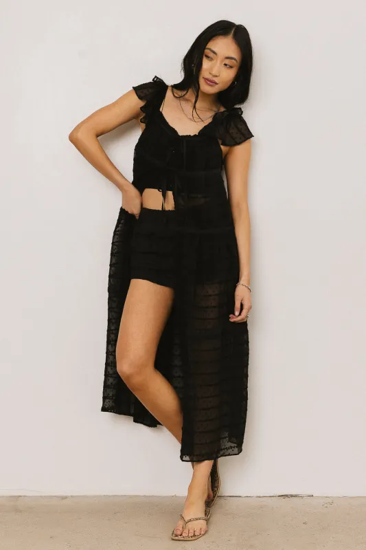 Mona Embroidered Kimono in Black sold by bohme