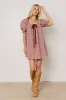 Cody Gingham Mini Dress in Burgundy sold by bohme