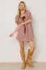Cody Gingham Mini Dress in Burgundy sold by bohme