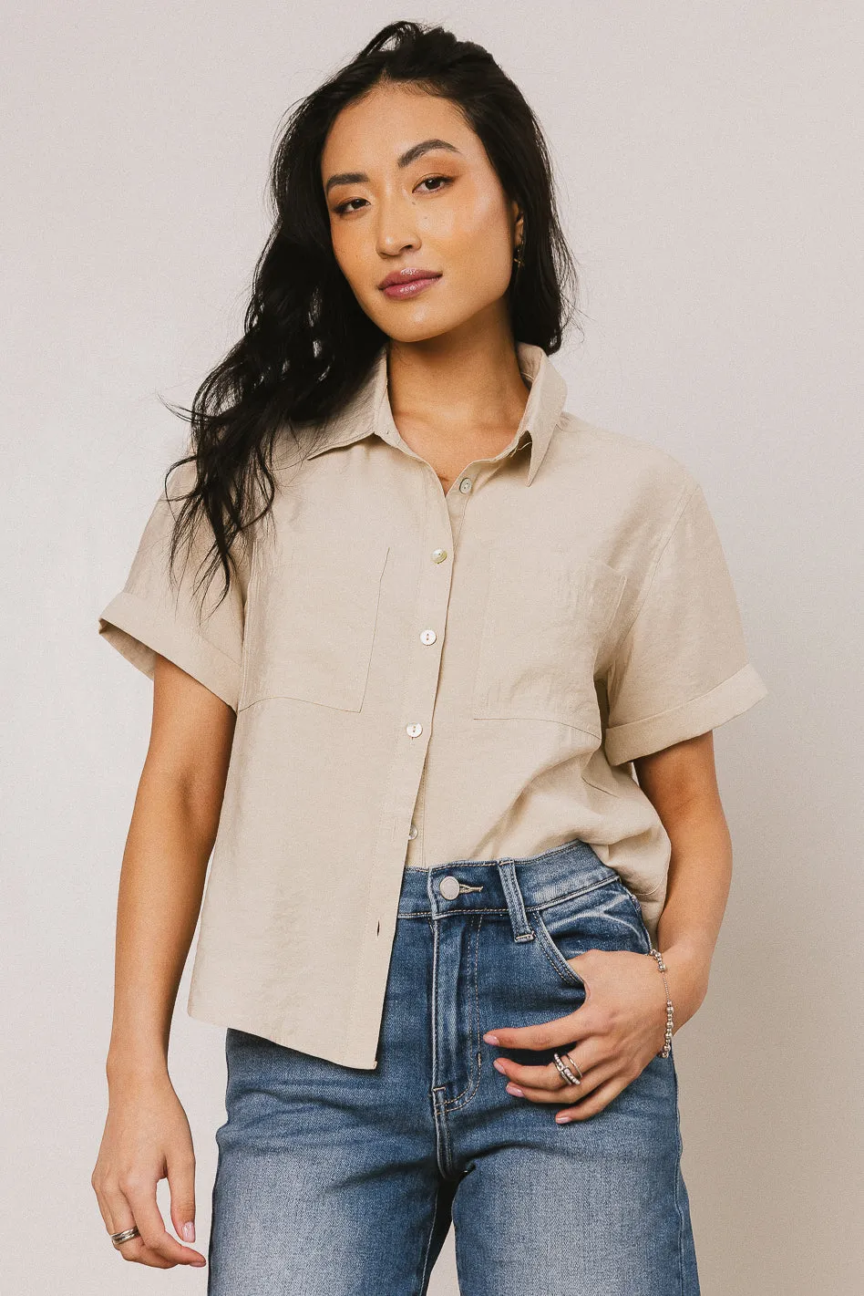 Nash Button Up in Taupe - FINAL SALE sold by bohme