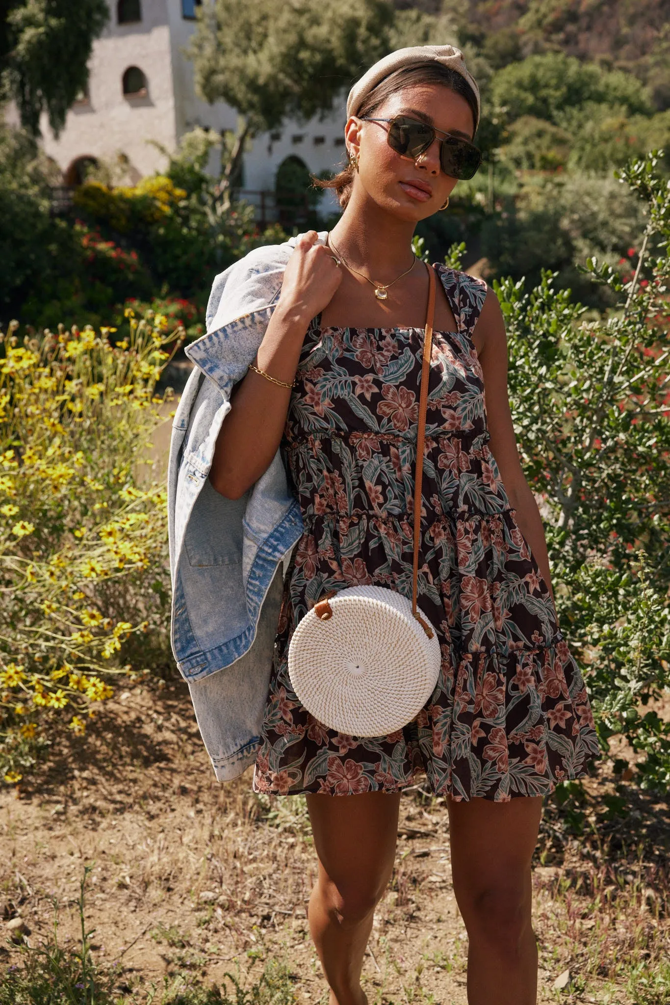 Shawn Floral Mini Dress in Brown - FINAL SALE sold by bohme