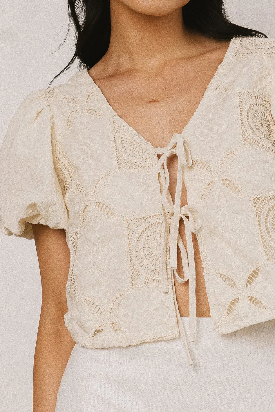 Sylas Embroidered Blouse in Ivory - FINAL SALE sold by bohme product image thumbnail 3