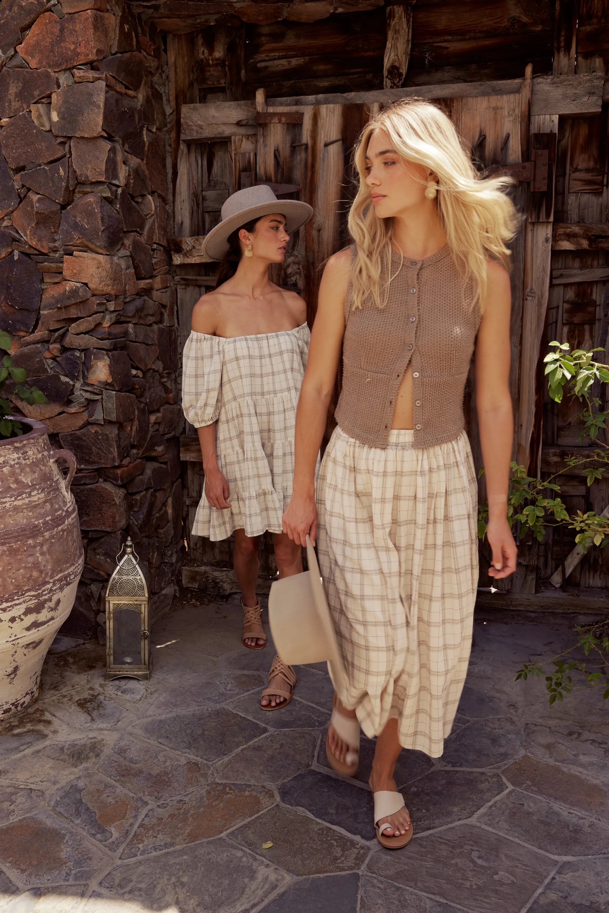 Griffin Knit Tank Top in Taupe sold by bohme