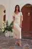 Amanda Lace Trim Maxi Dress in Blush sold by bohme