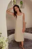 Joanna Contrast Midi Dress in Taupe sold by bohme