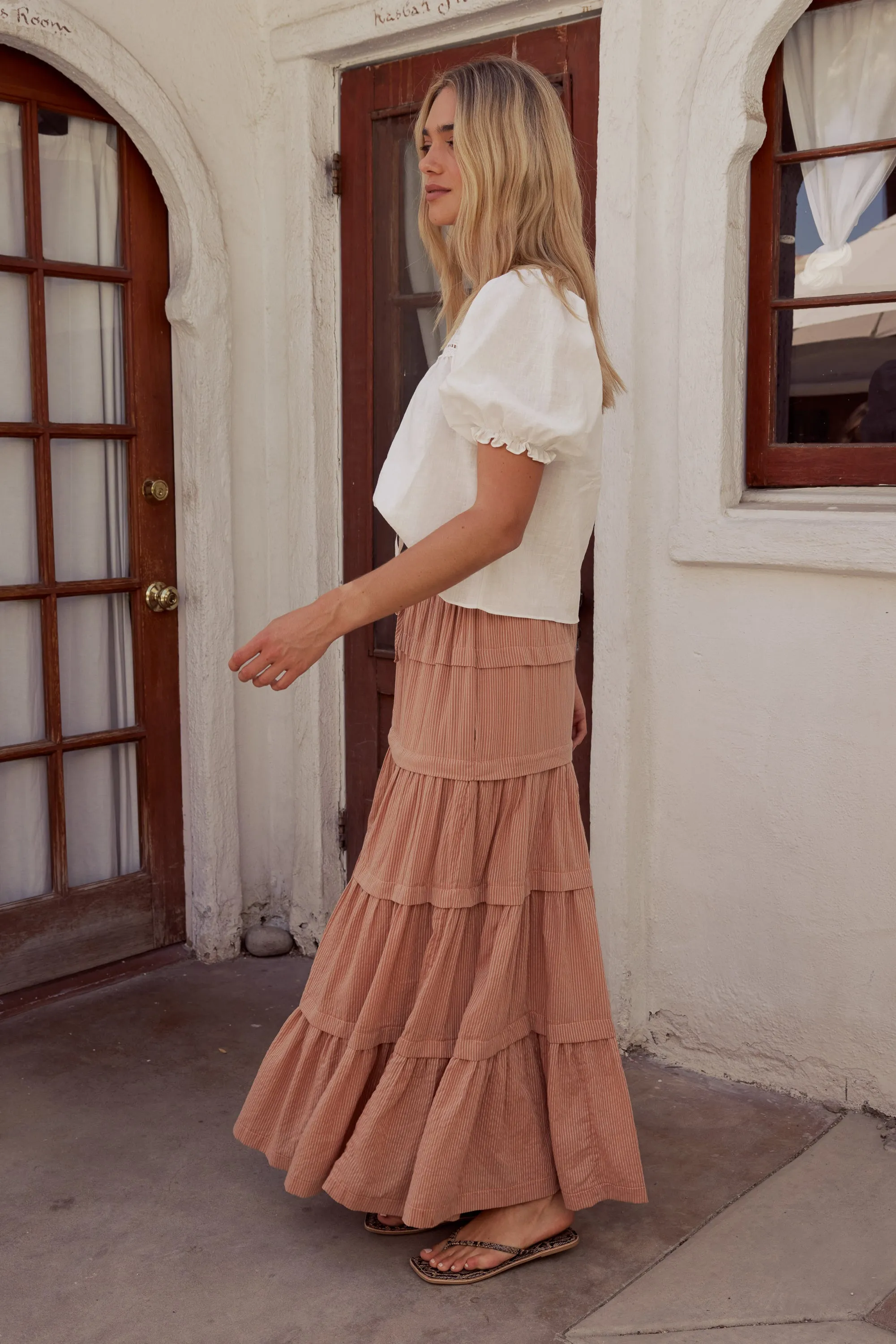 Rain Striped Maxi Skirt in Rust - FINAL SALE sold by bohme product image thumbnail 5
