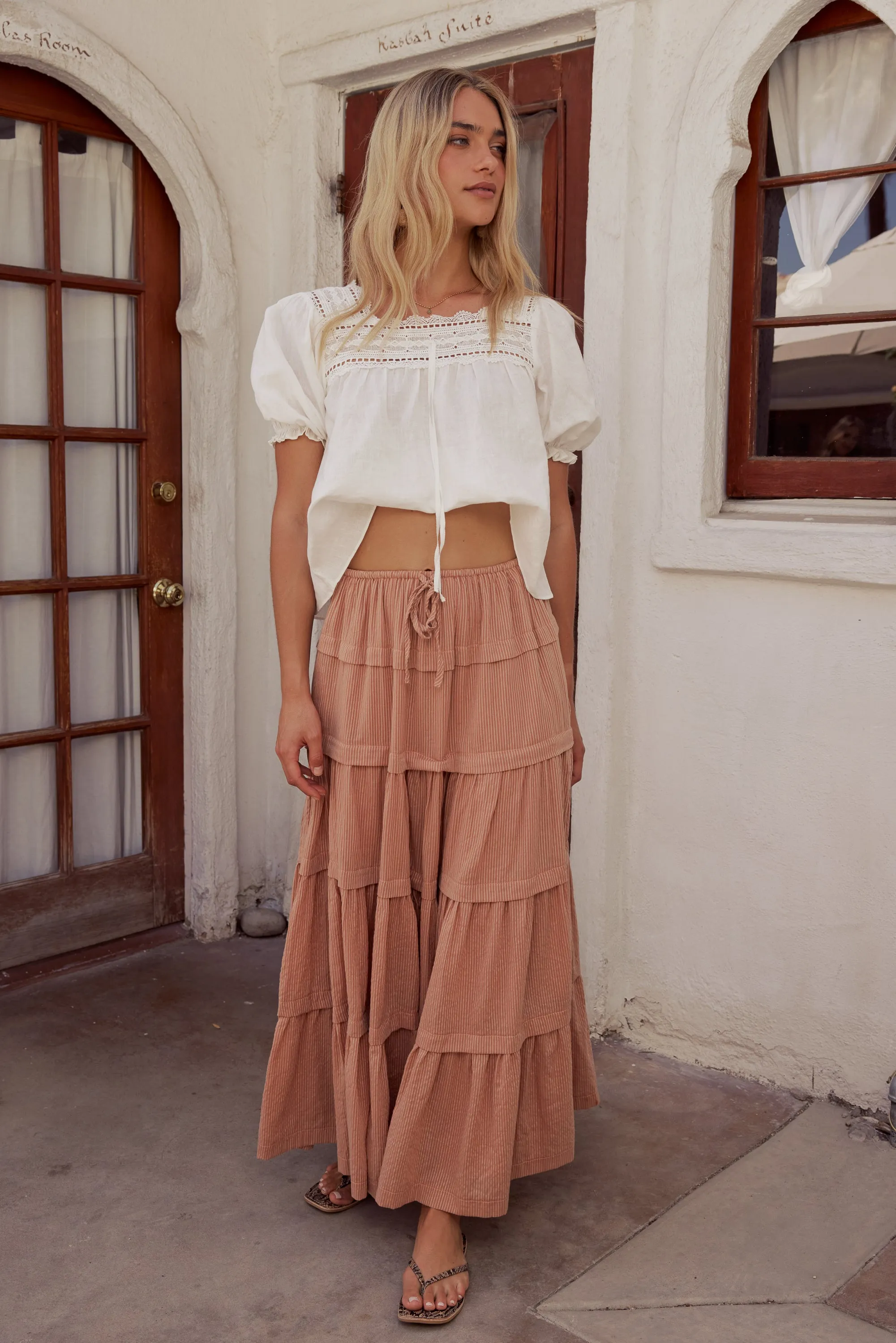 Rain Striped Maxi Skirt in Rust - FINAL SALE sold by bohme product image thumbnail 4