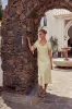 Amanda Lace Trim Maxi Dress in Butter Yellow sold by bohme