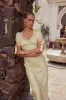 Amanda Lace Trim Maxi Dress in Butter Yellow sold by bohme