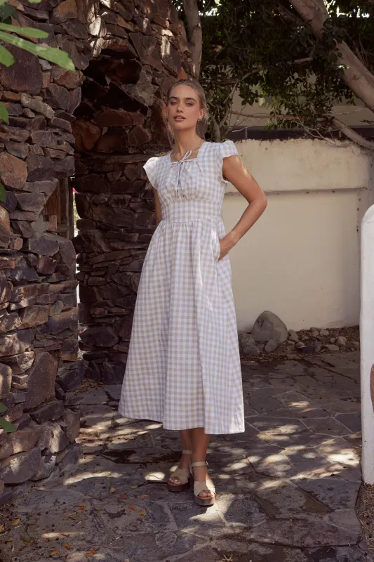 Amani Plaid Maxi Dress sold by bohme