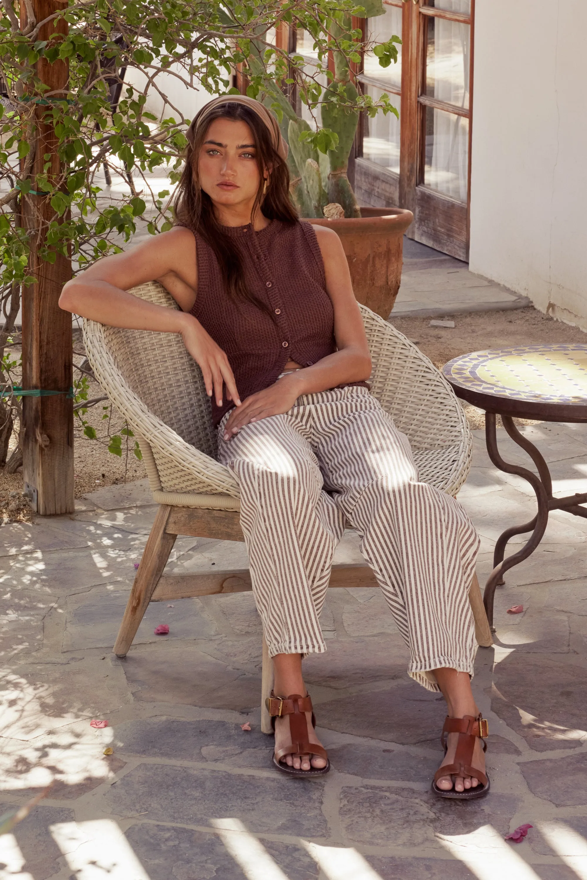 Griffin Knit Tank Top in Wine sold by bohme product image thumbnail 3