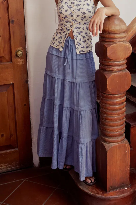 Rain Striped Maxi Skirt in Blue - FINAL SALE sold by bohme