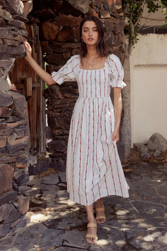 Effie Embroidered Midi Dress sold by bohme