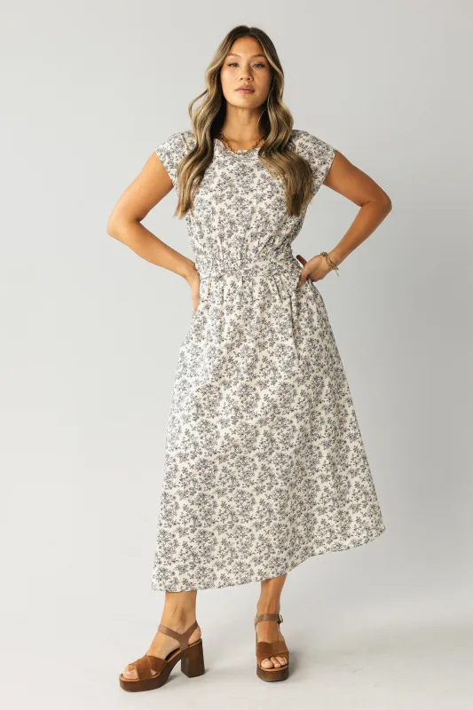 Heather Floral Maxi Dress in Blue sold by bohme