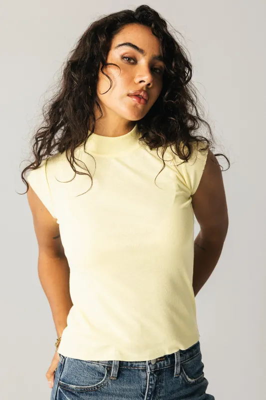 Sunny Mock Neck Top in Yellow - FINAL SALE sold by bohme