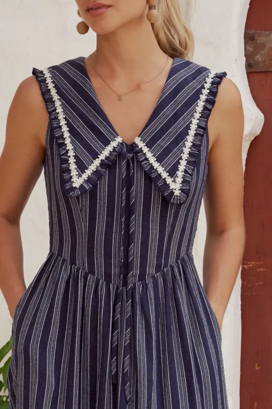 Miya Collared Midi Dress in Navy - FINAL SALE sold by bohme
