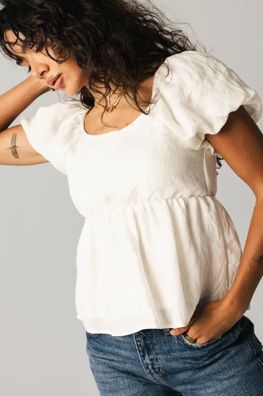 Kevin Peplum Blouse in White - FINAL SALE sold by bohme