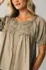 Ryder Ruffle Blouse in Olive sold by bohme