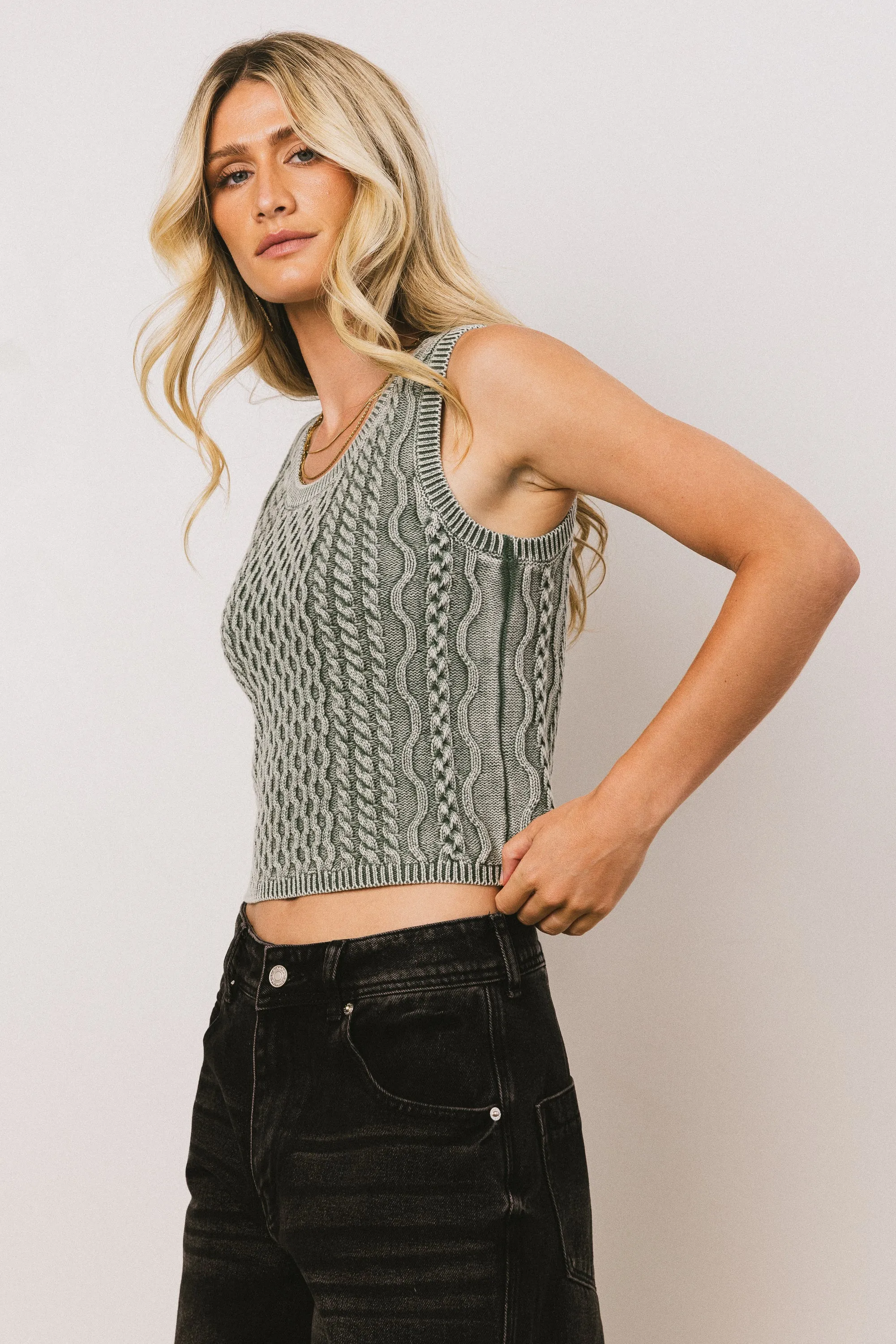 Brayden Cable Knit Sweater in Green - FINAL SALE sold by bohme
