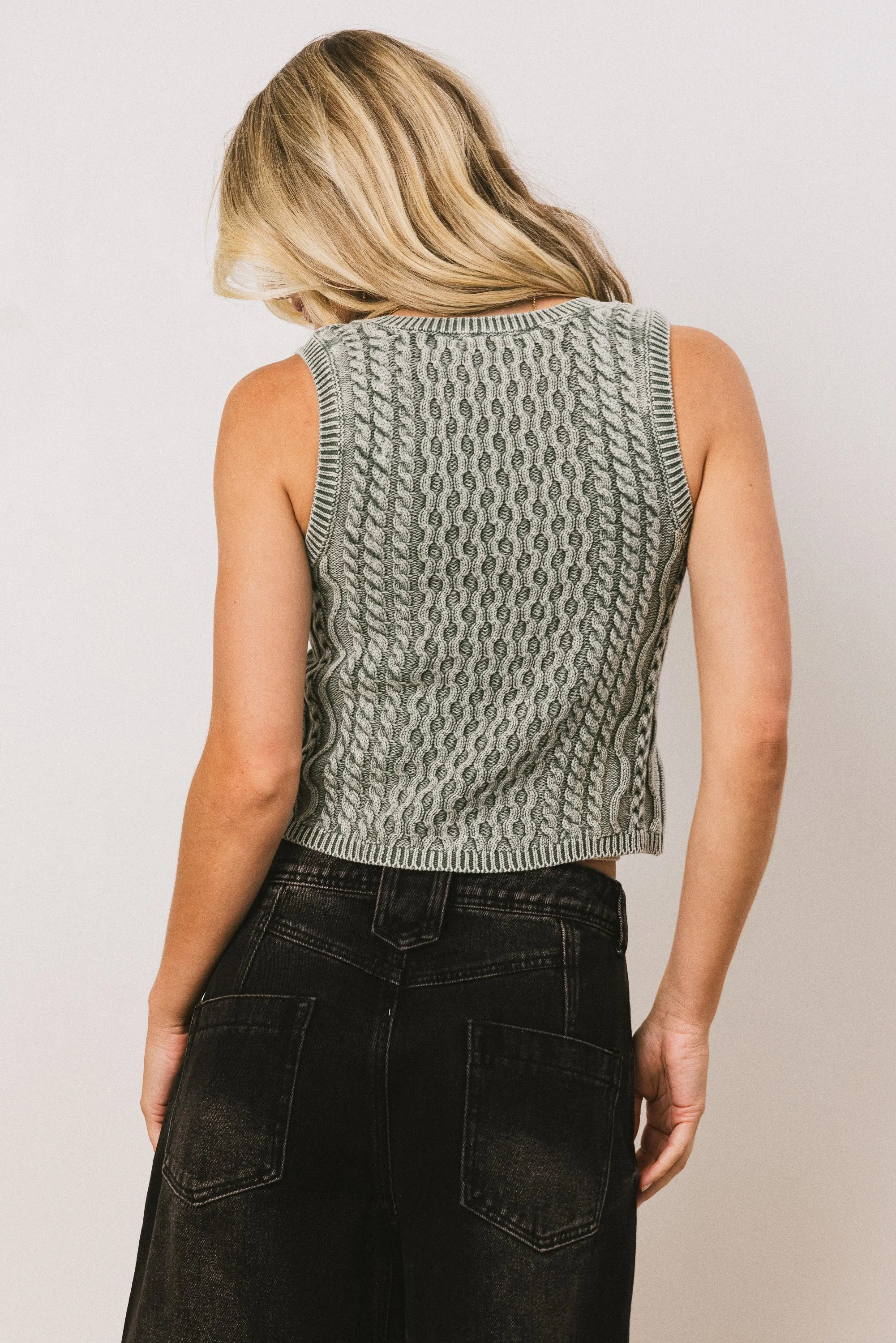 Brayden Cable Knit Sweater in Green - FINAL SALE sold by bohme product image thumbnail 3