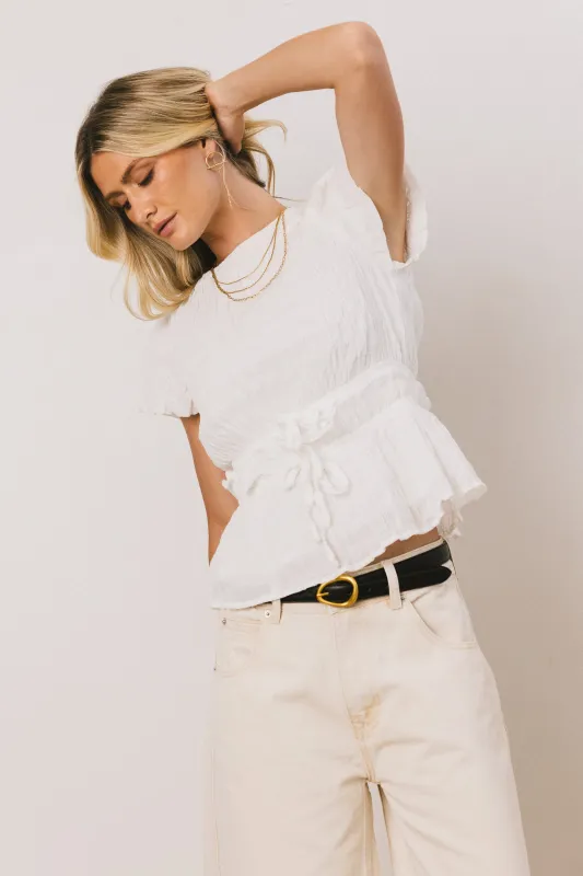 Anya Textured Blouse in Off White sold by bohme