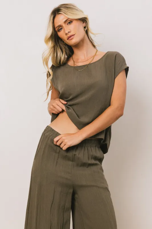 Jaylen Boxy Blouse in Olive - FINAL SALE sold by bohme