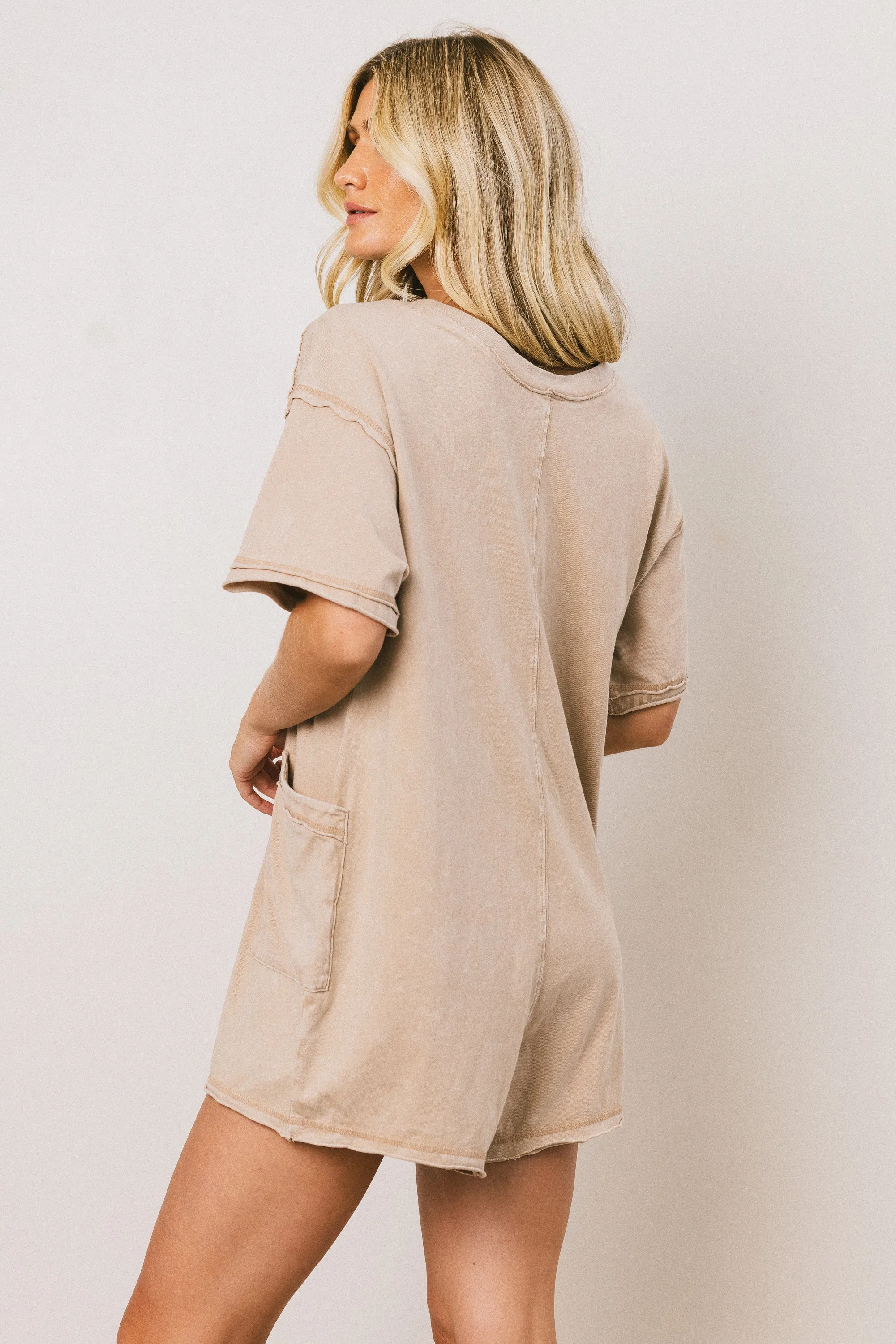 Lynn Relaxed Romper in Taupe - FINAL SALE sold by bohme product image thumbnail 5