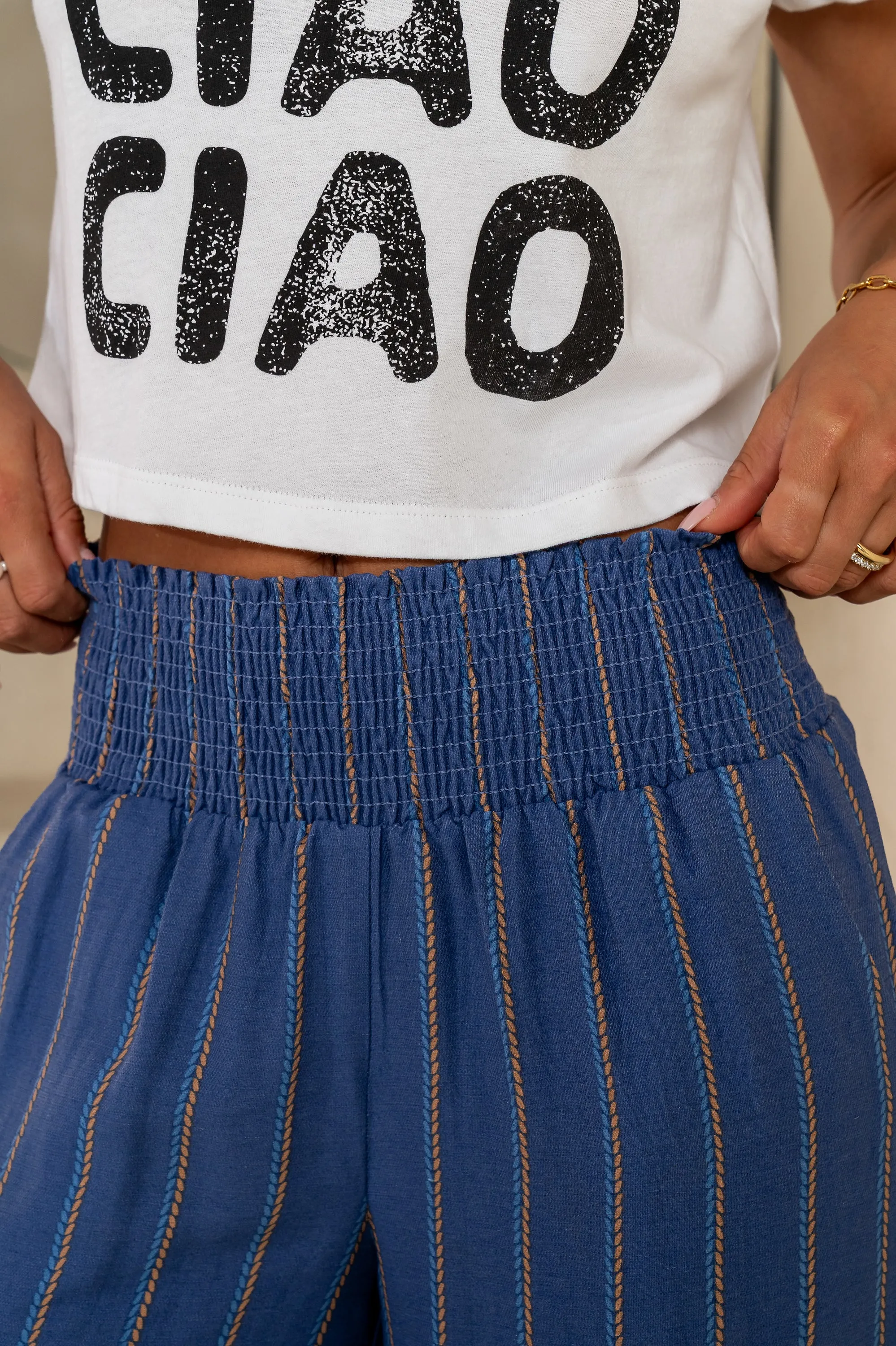 Emery Striped Wide-Leg Pants in Indigo - FINAL SALE sold by bohme product image thumbnail 4