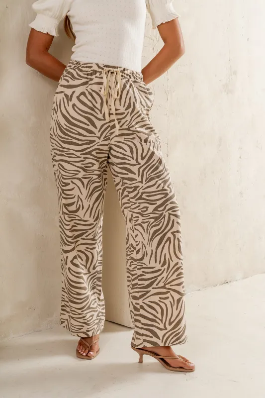 Hazel Abstract Linen Pants sold by bohme
