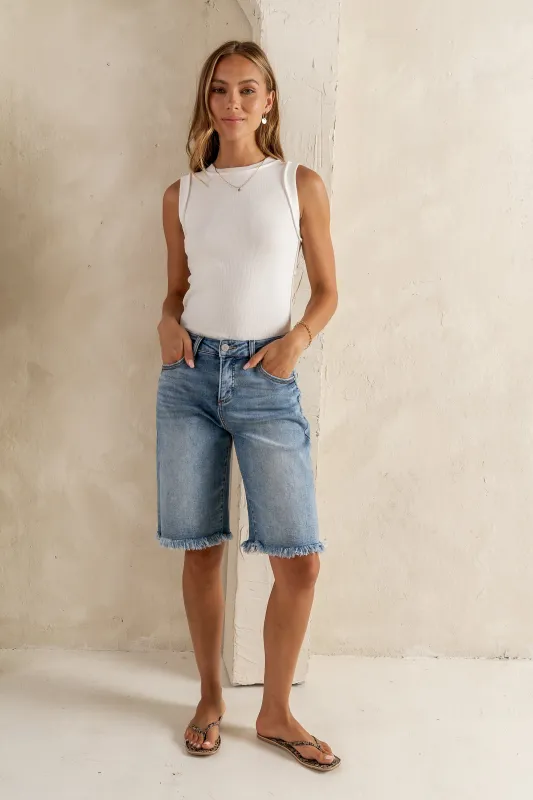 Reese Frayed Bermuda Shorts sold by bohme