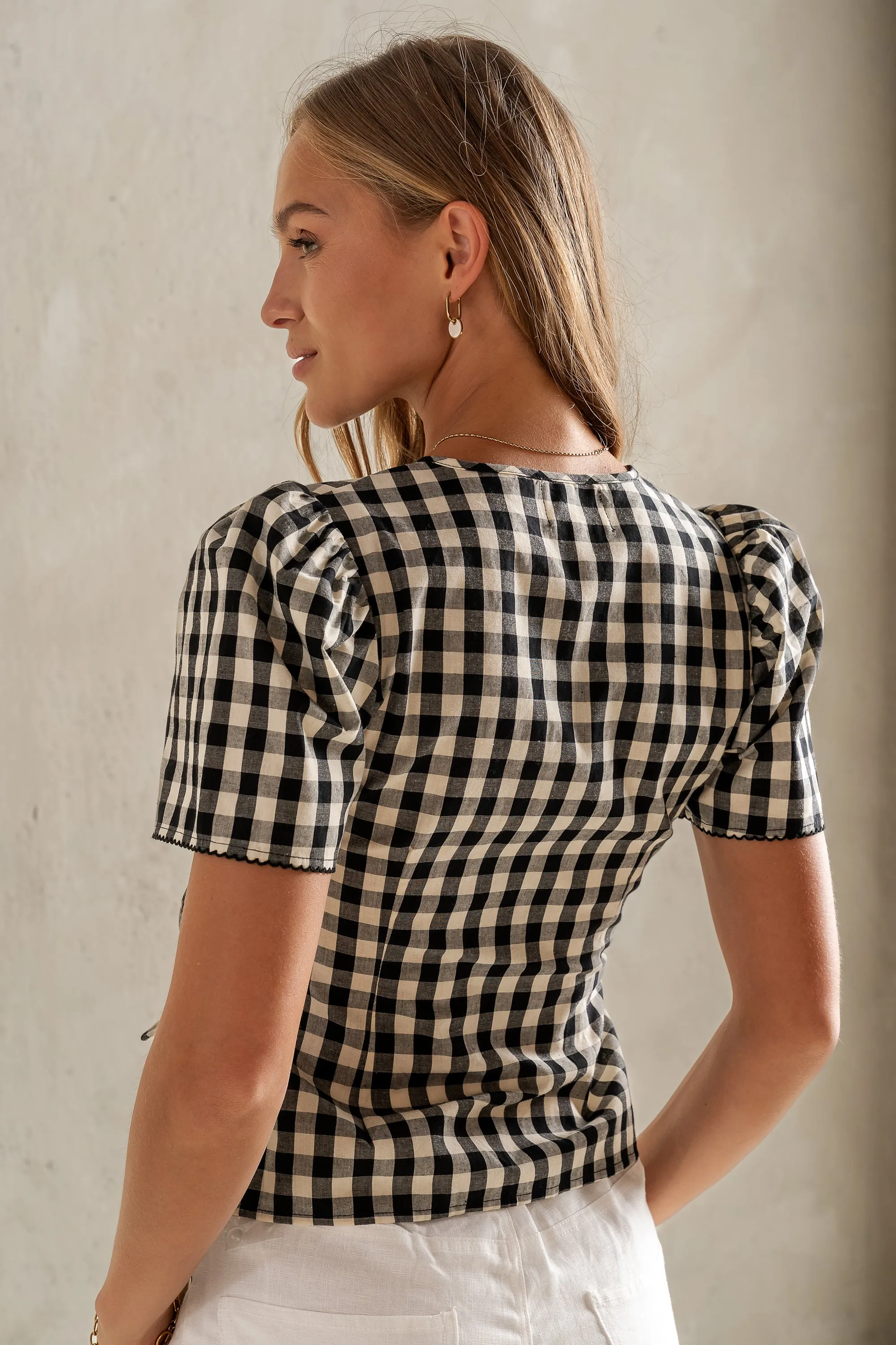Callie Gingham Blouse in Black sold by bohme product image thumbnail 4