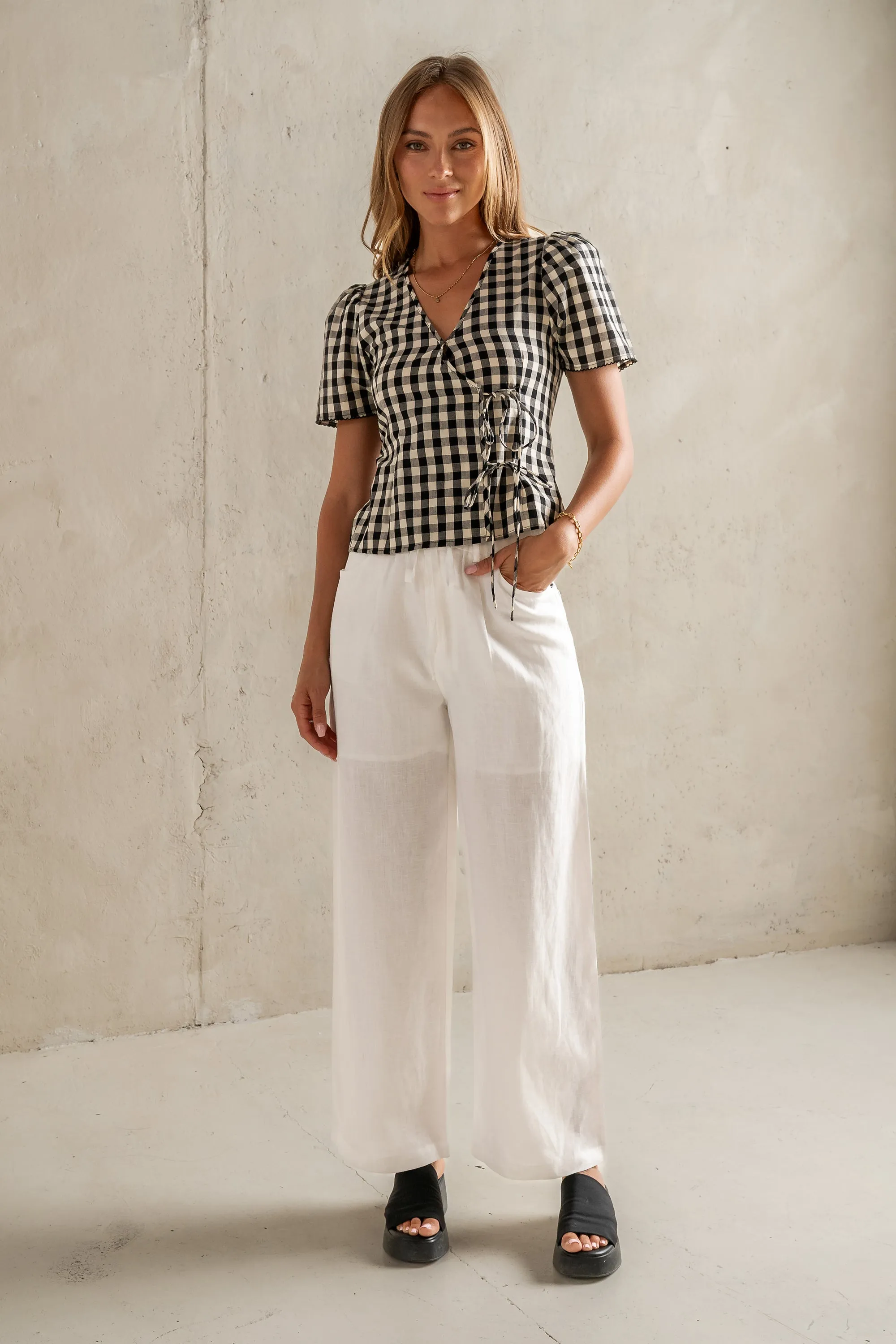 Callie Gingham Blouse in Black sold by bohme product image thumbnail 3