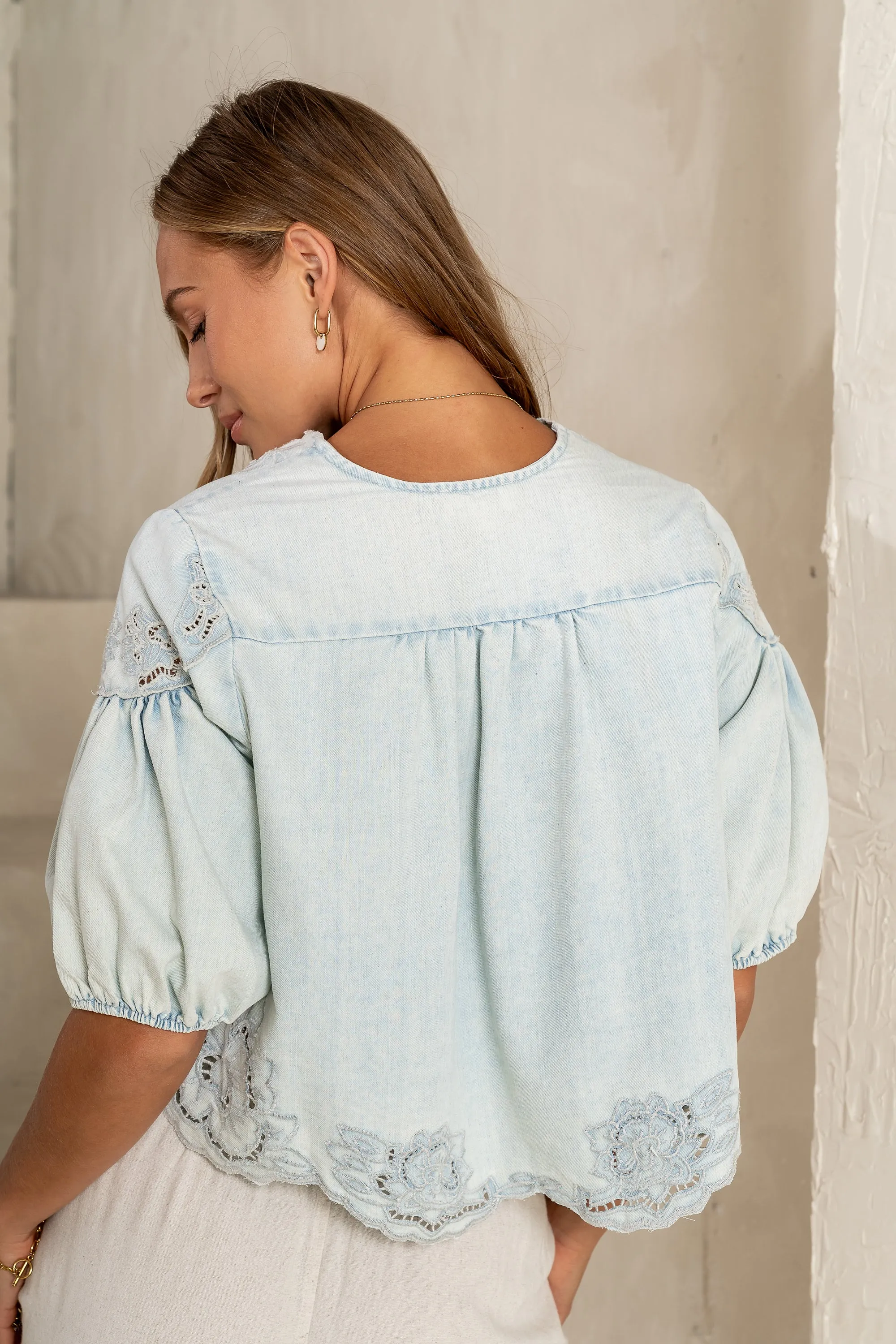 Lennon Floral Embroidered Blouse - FINAL SALE sold by bohme product image thumbnail 4