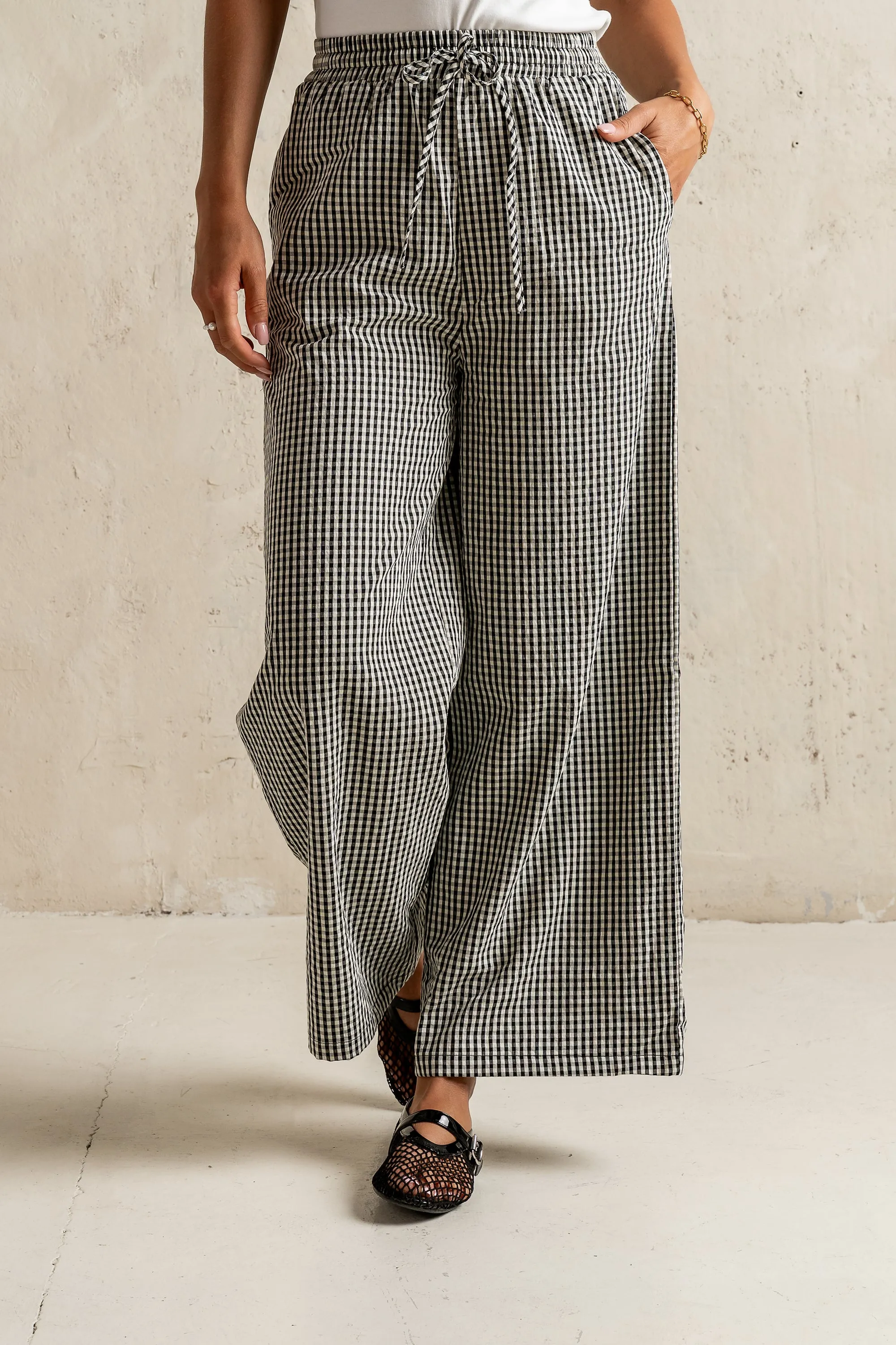 Ada Gingham Wide Leg Pants in Black - FINAL SALE sold by bohme product image thumbnail 3