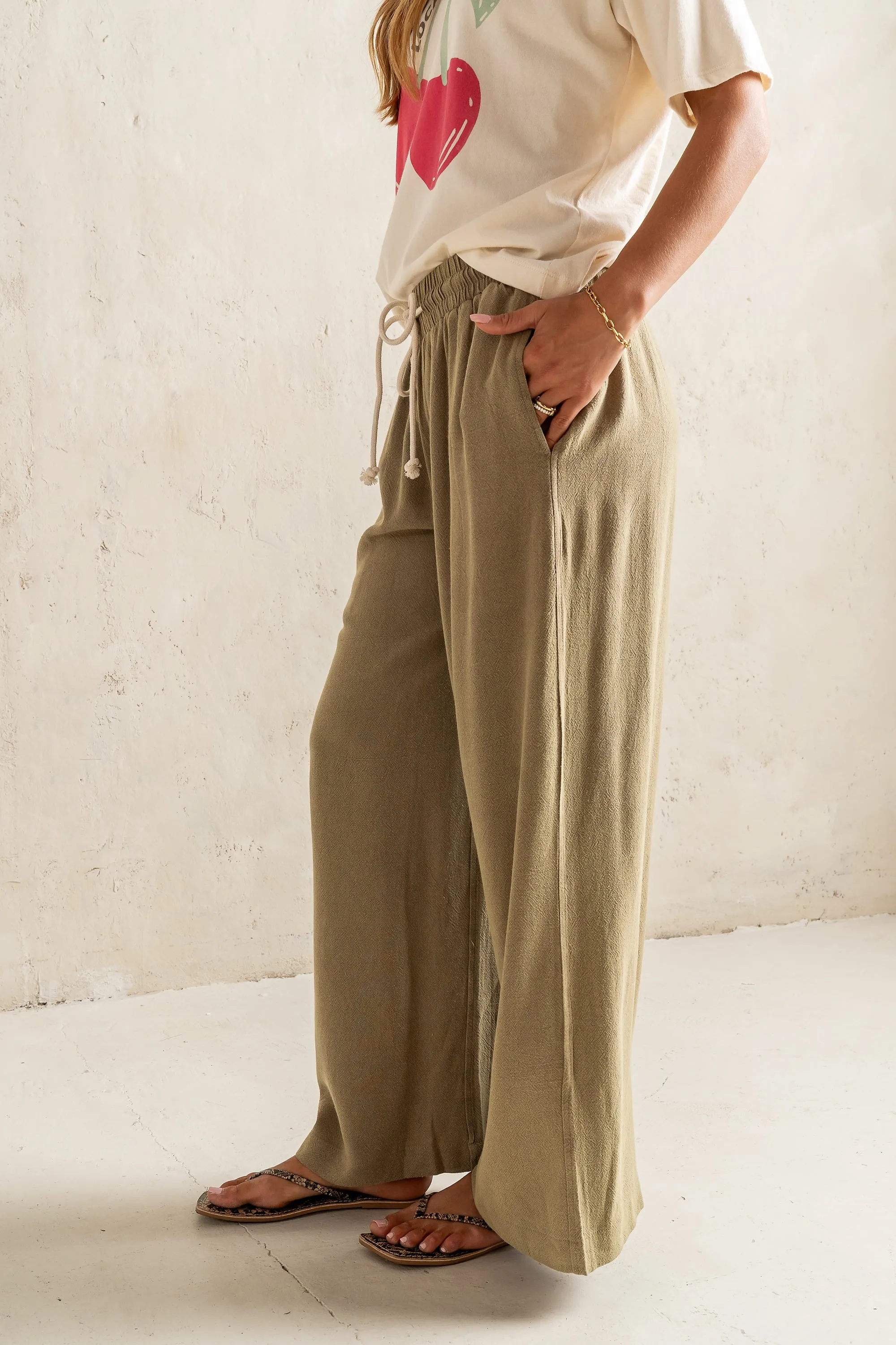 Nico Wide Leg Pants in Olive - FINAL SALE sold by bohme product image thumbnail 4
