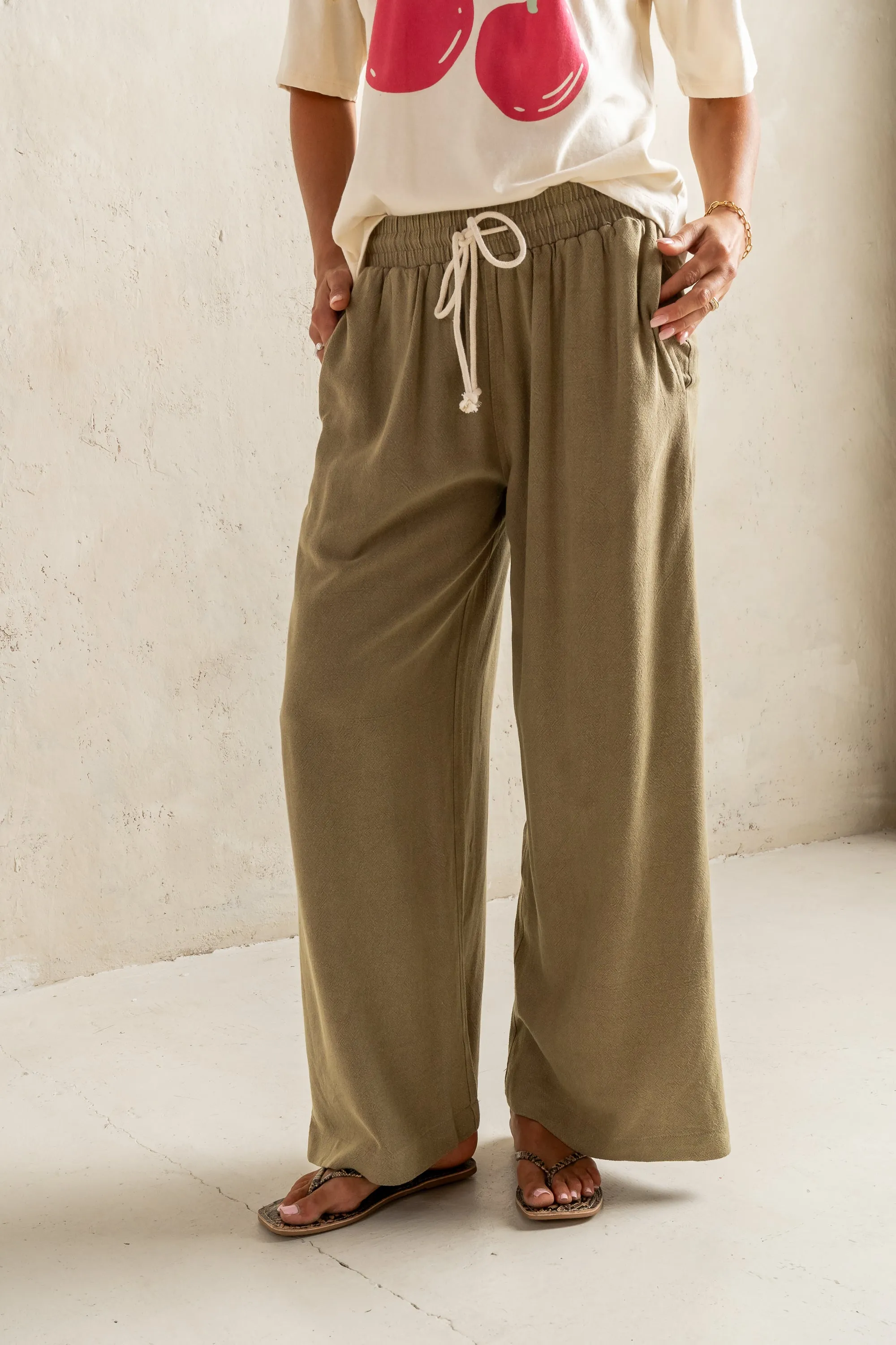 Nico Wide Leg Pants in Olive - FINAL SALE sold by bohme