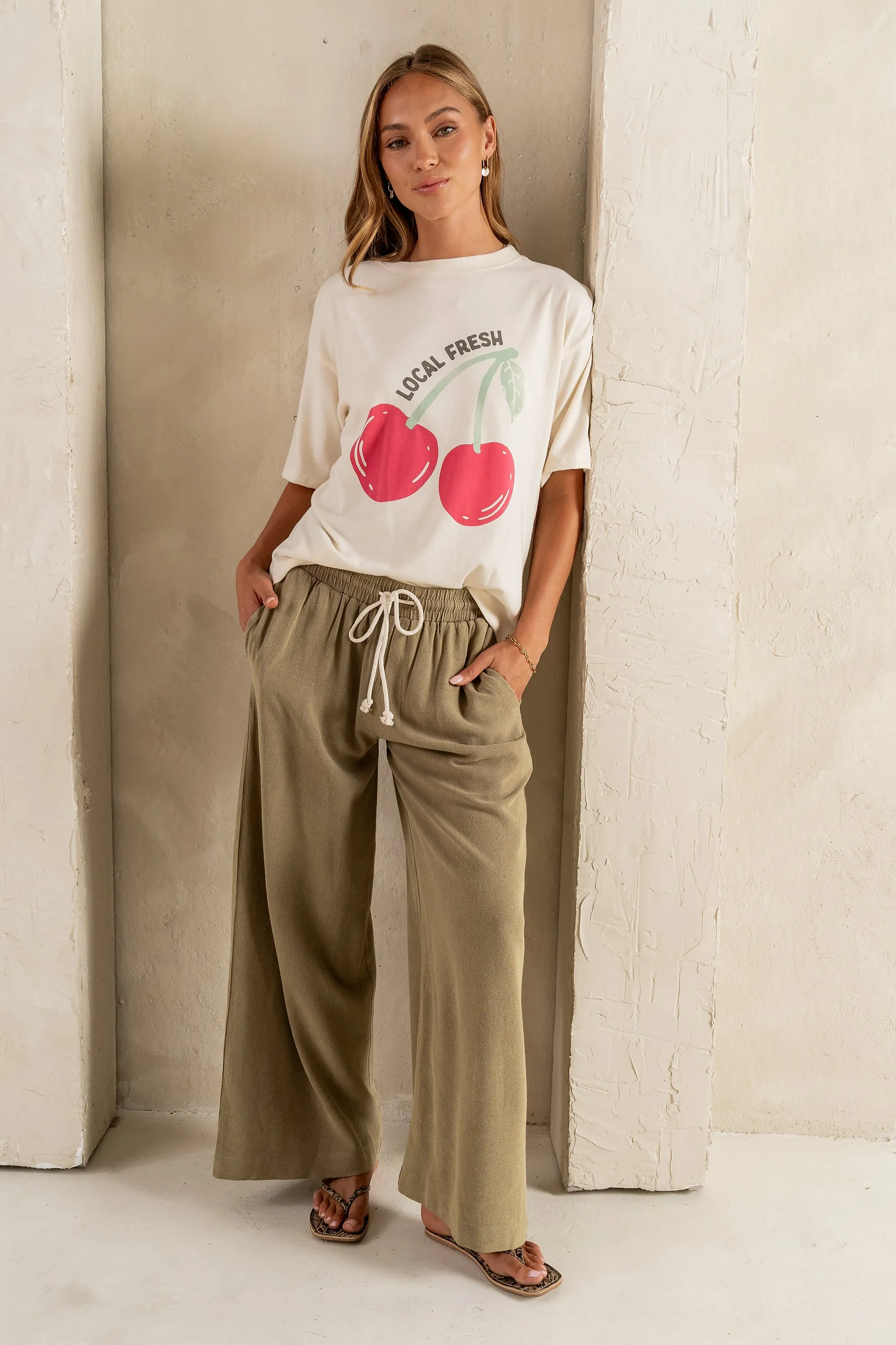 Nico Wide Leg Pants in Olive - FINAL SALE sold by bohme product image thumbnail 2