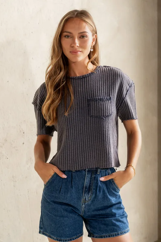 Amaya Knit Tee in Navy - FINAL SALE sold by bohme