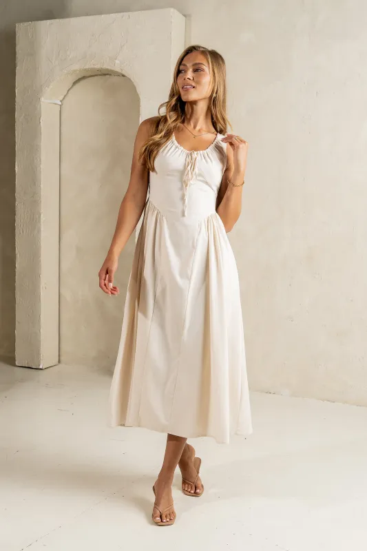 Barrett Midi Dress in Natural sold by bohme