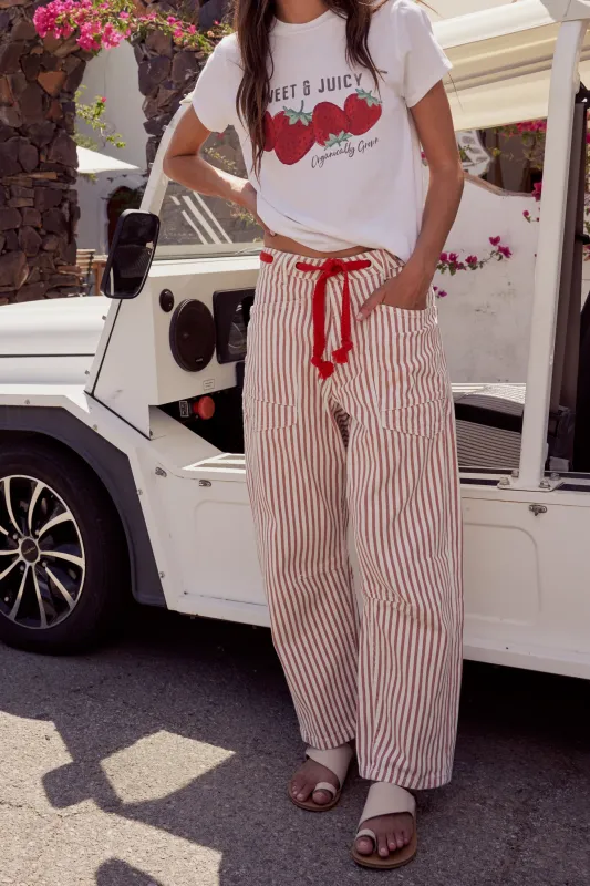 Jocelyn Barrel Jeans in Rust Stripe sold by bohme