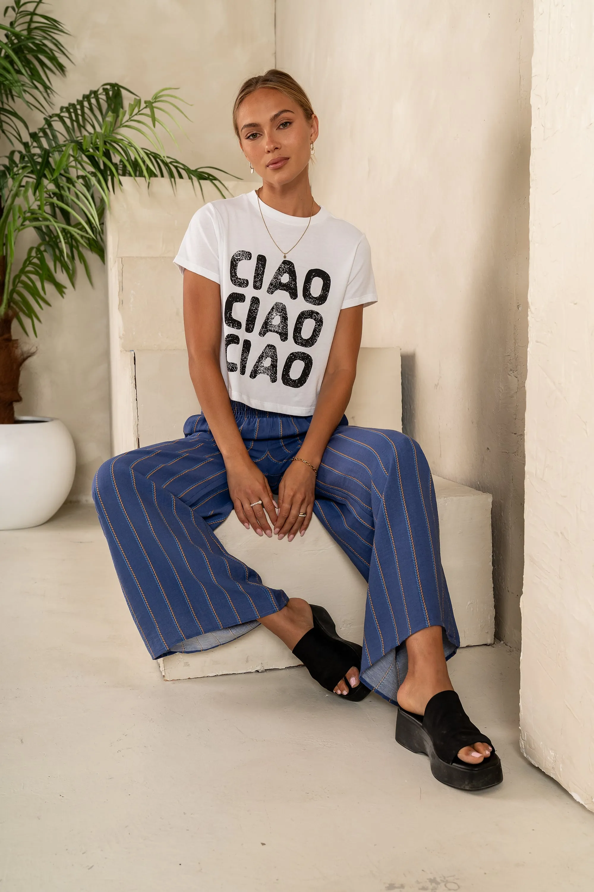 Ciao Graphic Tee in White - FINAL SALE sold by bohme product image thumbnail 3