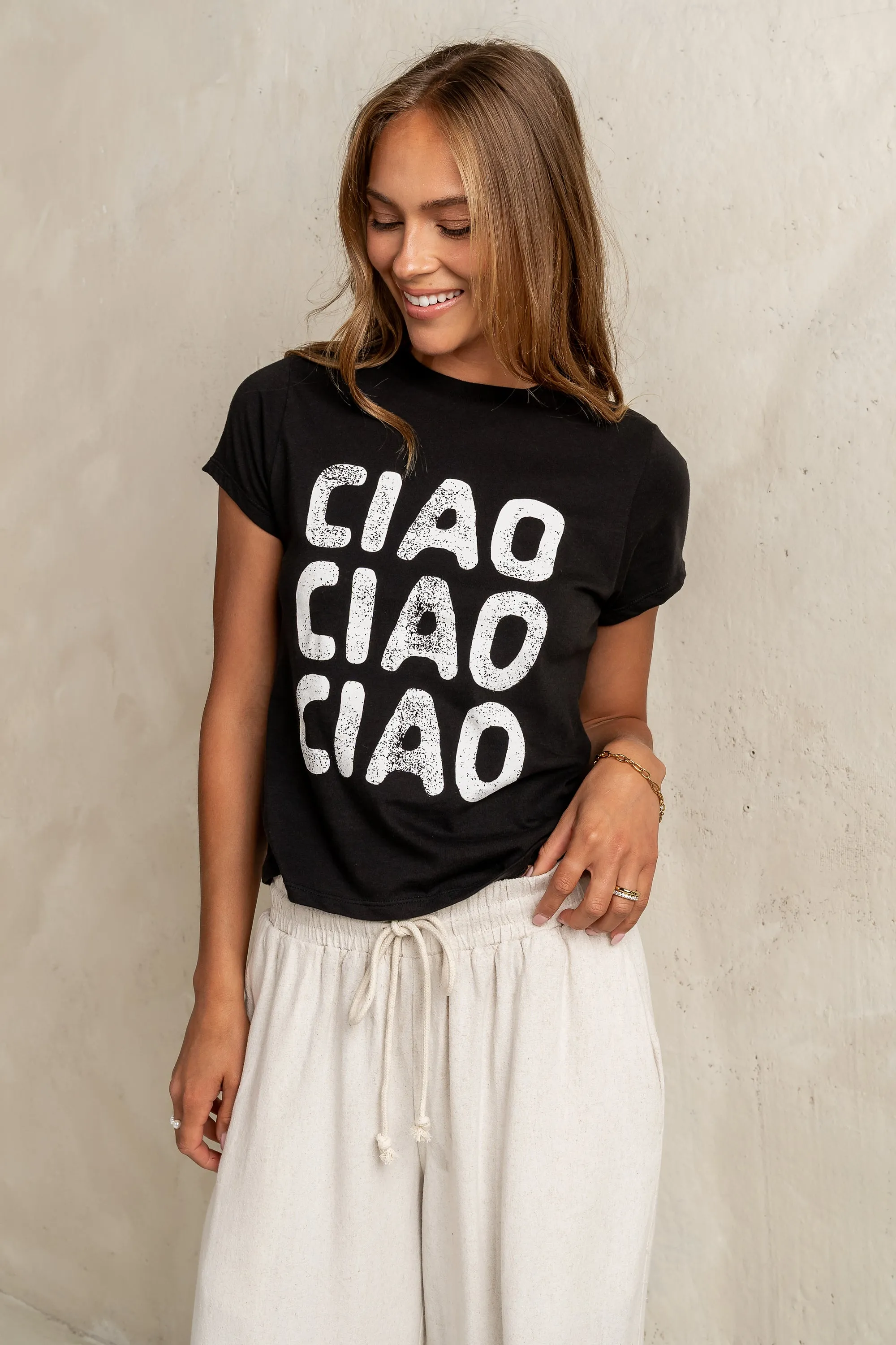 Ciao Graphic Tee in Black - FINAL SALE sold by bohme product image thumbnail 3