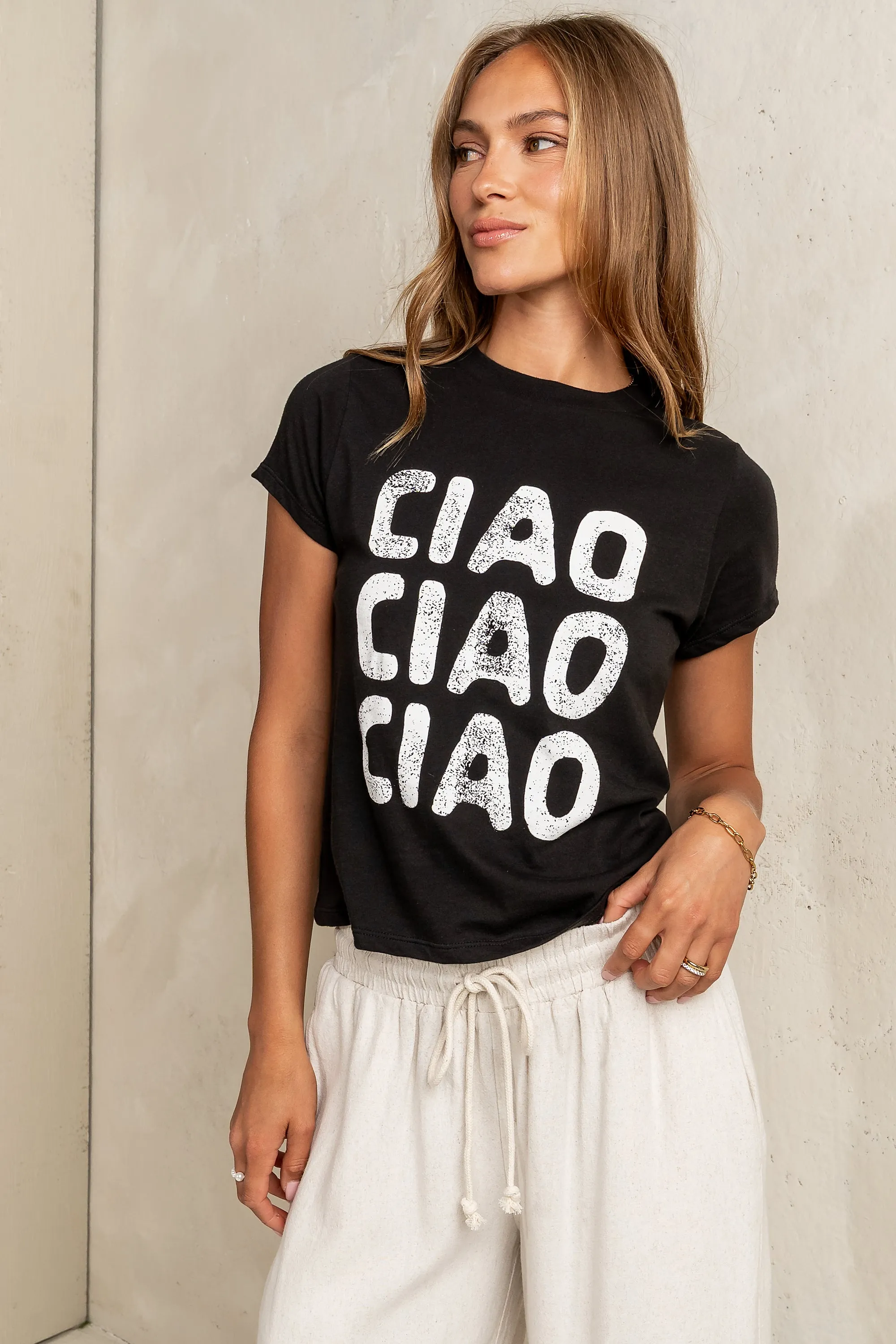 Ciao Graphic Tee in Black - FINAL SALE sold by bohme product image thumbnail 5