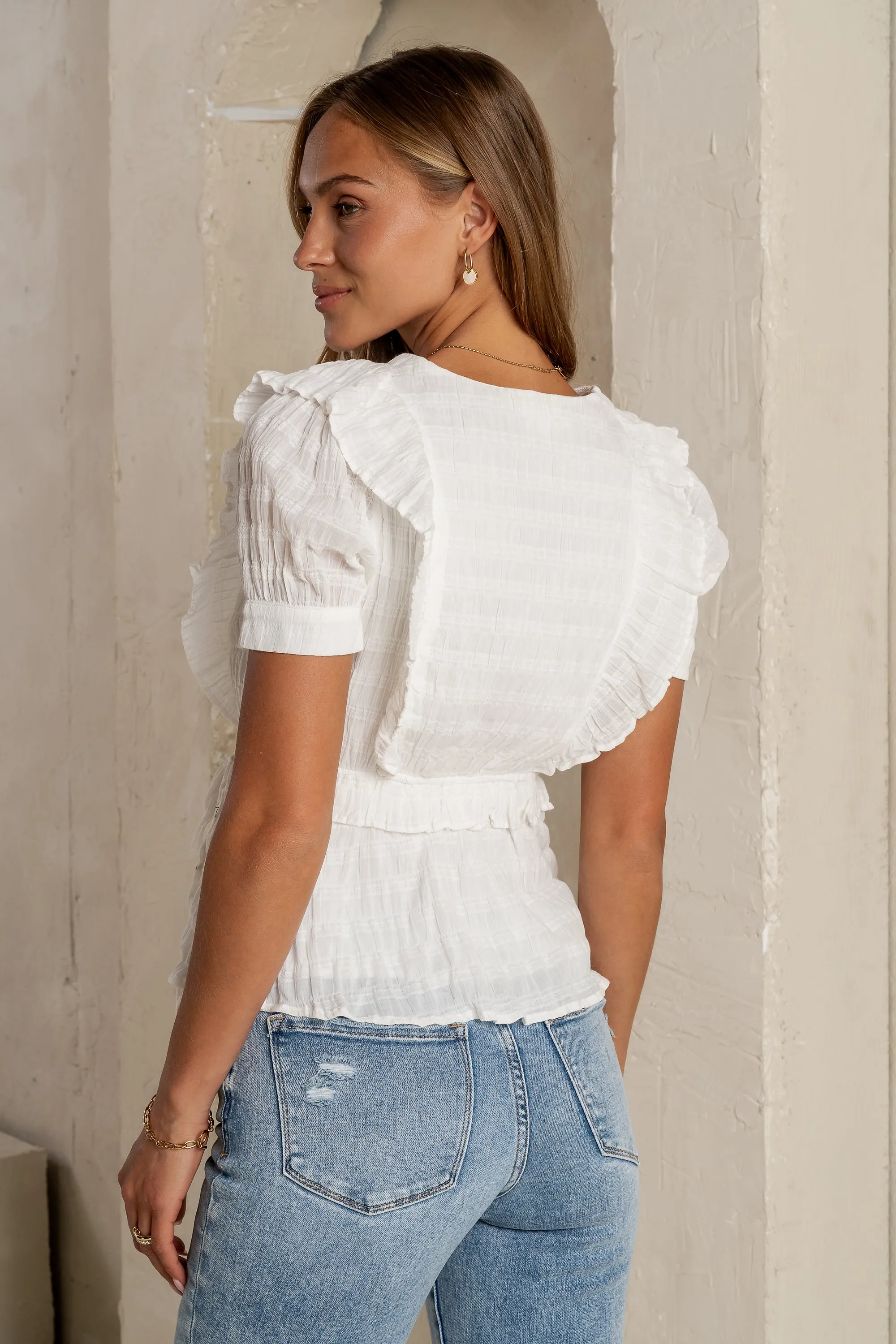 Holly Textured Blouse in White - FINAL SALE sold by bohme product image thumbnail 3