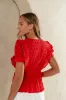 Holly Textured Blouse in Red sold by bohme