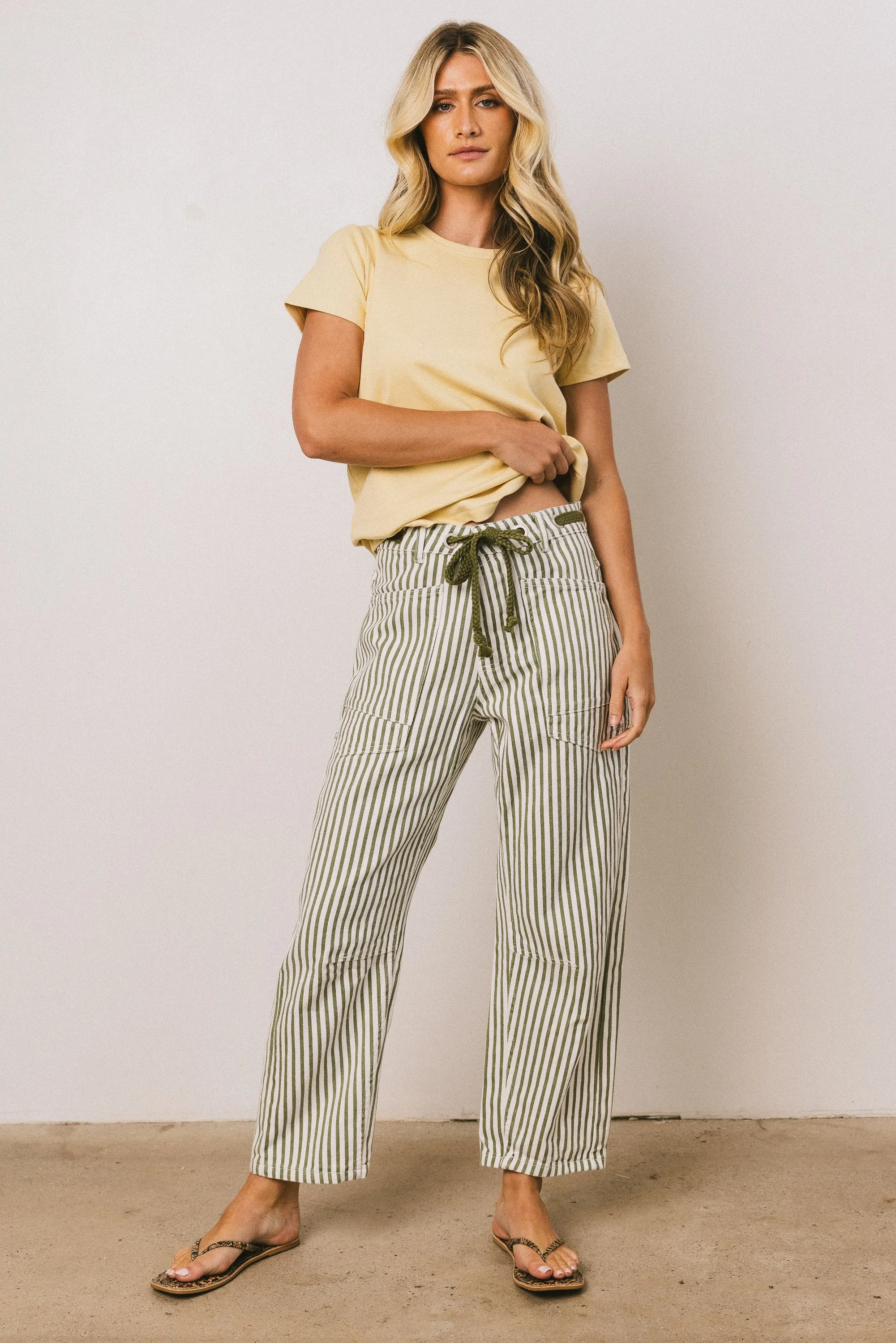 Jocelyn Barrel Jeans in Green Stripe - FINAL SALE sold by bohme product image thumbnail 2