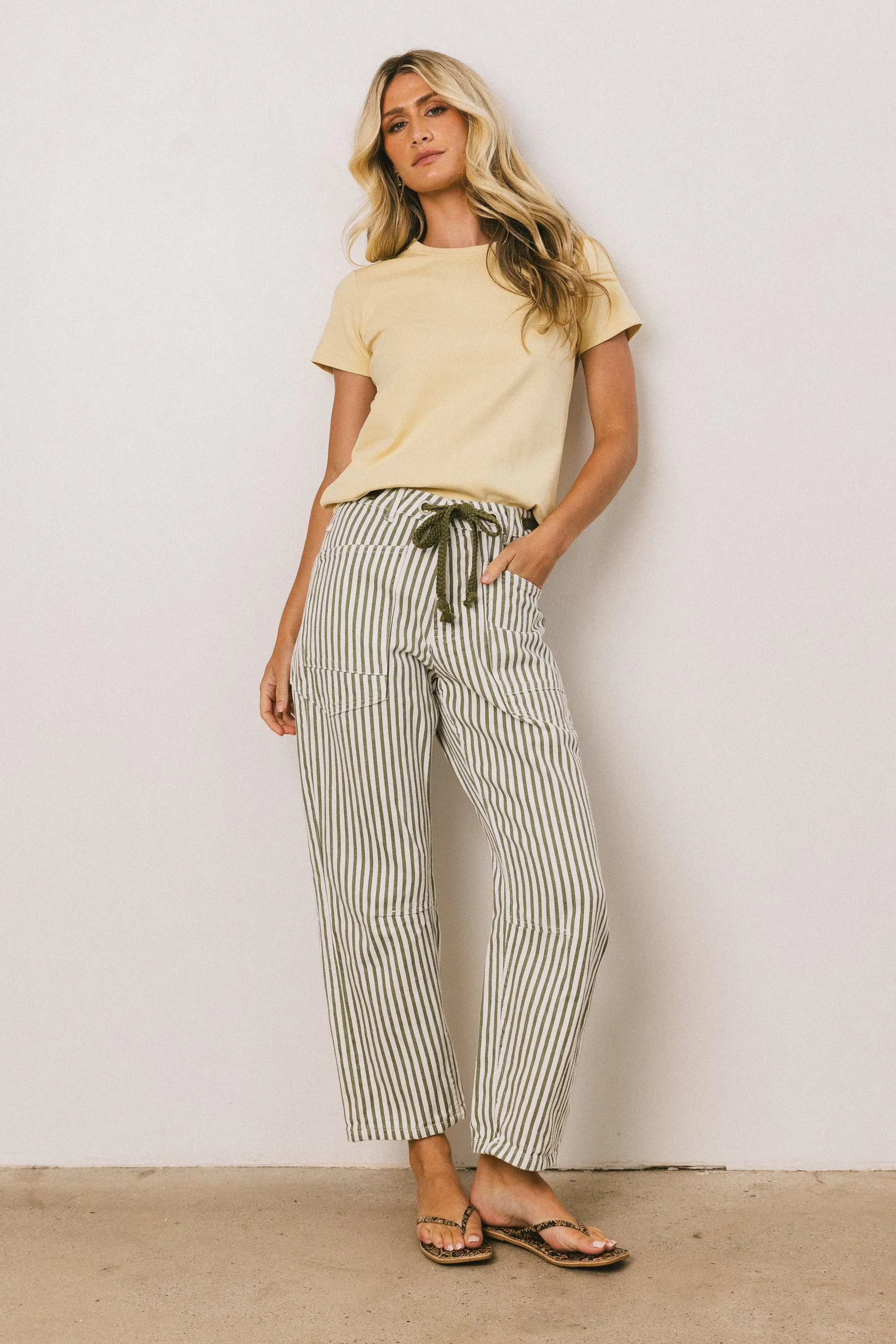 Jocelyn Barrel Jeans in Green Stripe - FINAL SALE sold by bohme product image thumbnail 3